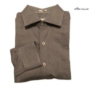Peter Millar Gray Button Down Dress Long Sleeve L
